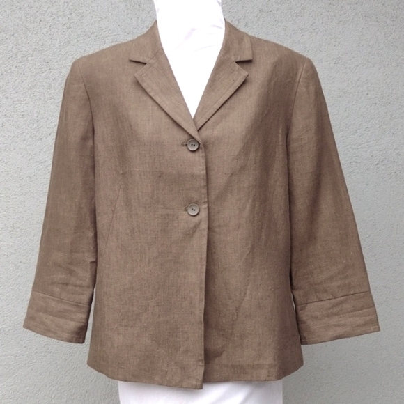 Vintage Jones Wear Brown Linen Blazer 10 - Picture 1 of 8